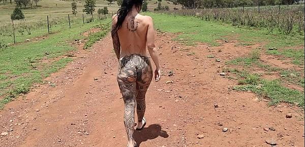  BIG TIT Big Ass Petite Tattooed Hot Pornstar MILF Model Gets Fucked In The Australian Outback Bush Outdoors POV Cumshot - Melody Radford